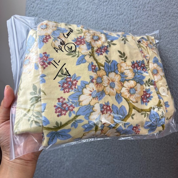 Vintage April Cornell Floral Overalls Yellow Wide Leg Jumpsuit Womens Large L - Picture 10 of 10